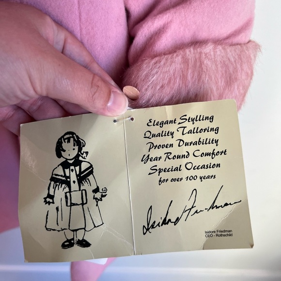 Vintage Rothschild Pink Wool Coat with Faux Fur Trim Size 2T NWT - Picture 6 of 10